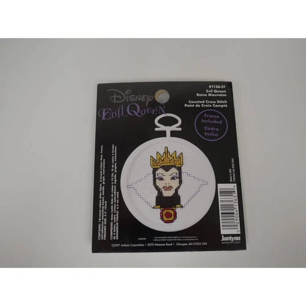 Disney Evil Queen Counted Cross Stitch Kit With Frame Janlynn NOS